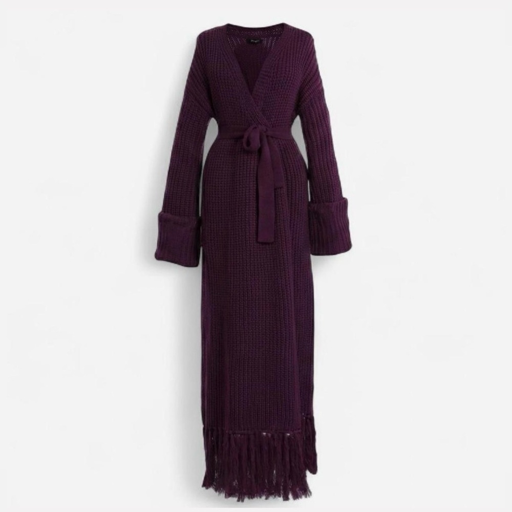 Miya Knit Cardigan Dress in Eggplant